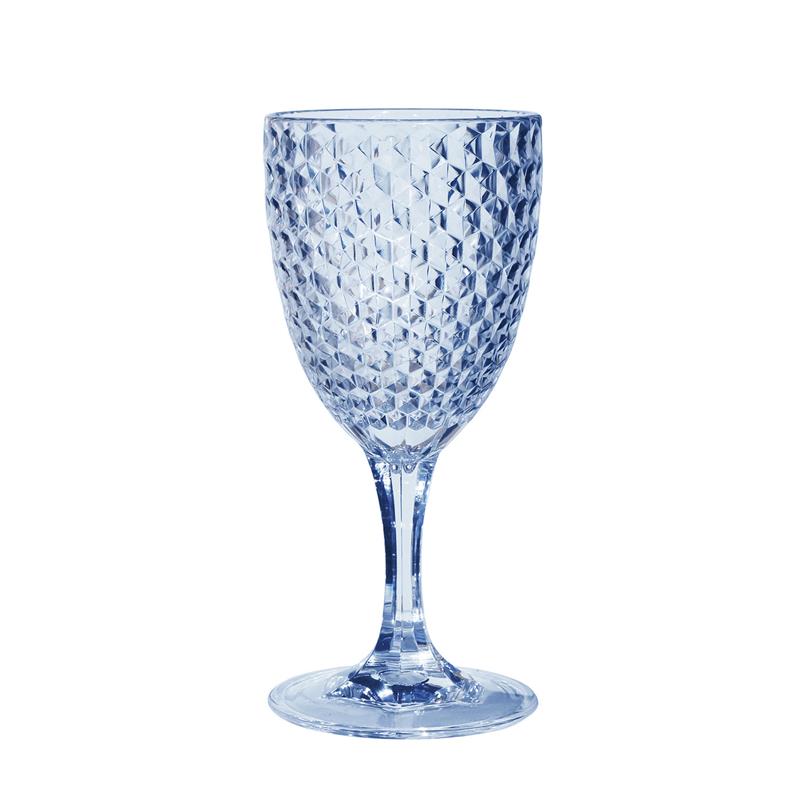 Blue Diamond Cut Wine Glass