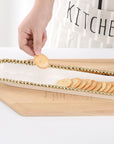 White and Gold Beaded Cracker Tray