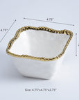 White and Gold Beaded Square Snack Bowl