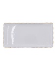 White Scalloped Gold Rim Ceramic Platter