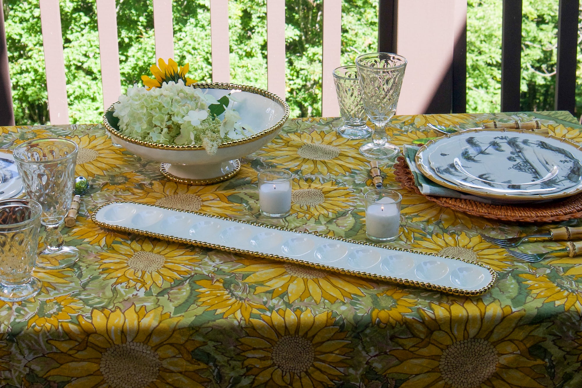 White and Gold Beaded Deviled Egg Tray