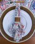 Round Rattan Placemat with White Beads