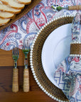 Round Rattan Placemat with White Beads