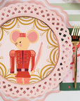 Pink Basketweave Dinner Paper Plates