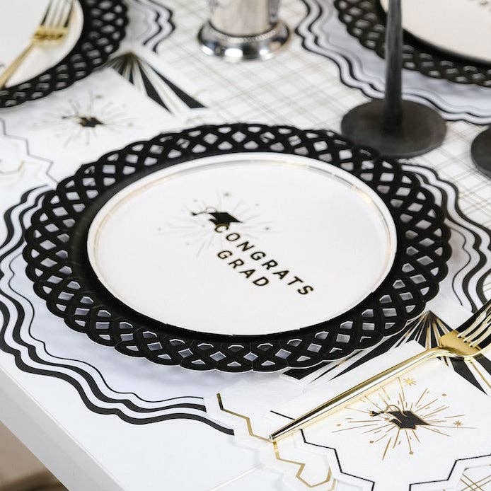 Black Basketweave Dinner Paper Plates