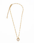 Alma Heart Necklace   White/Gold   16"