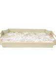 Garden Party Enameled Tray, White and Taupe