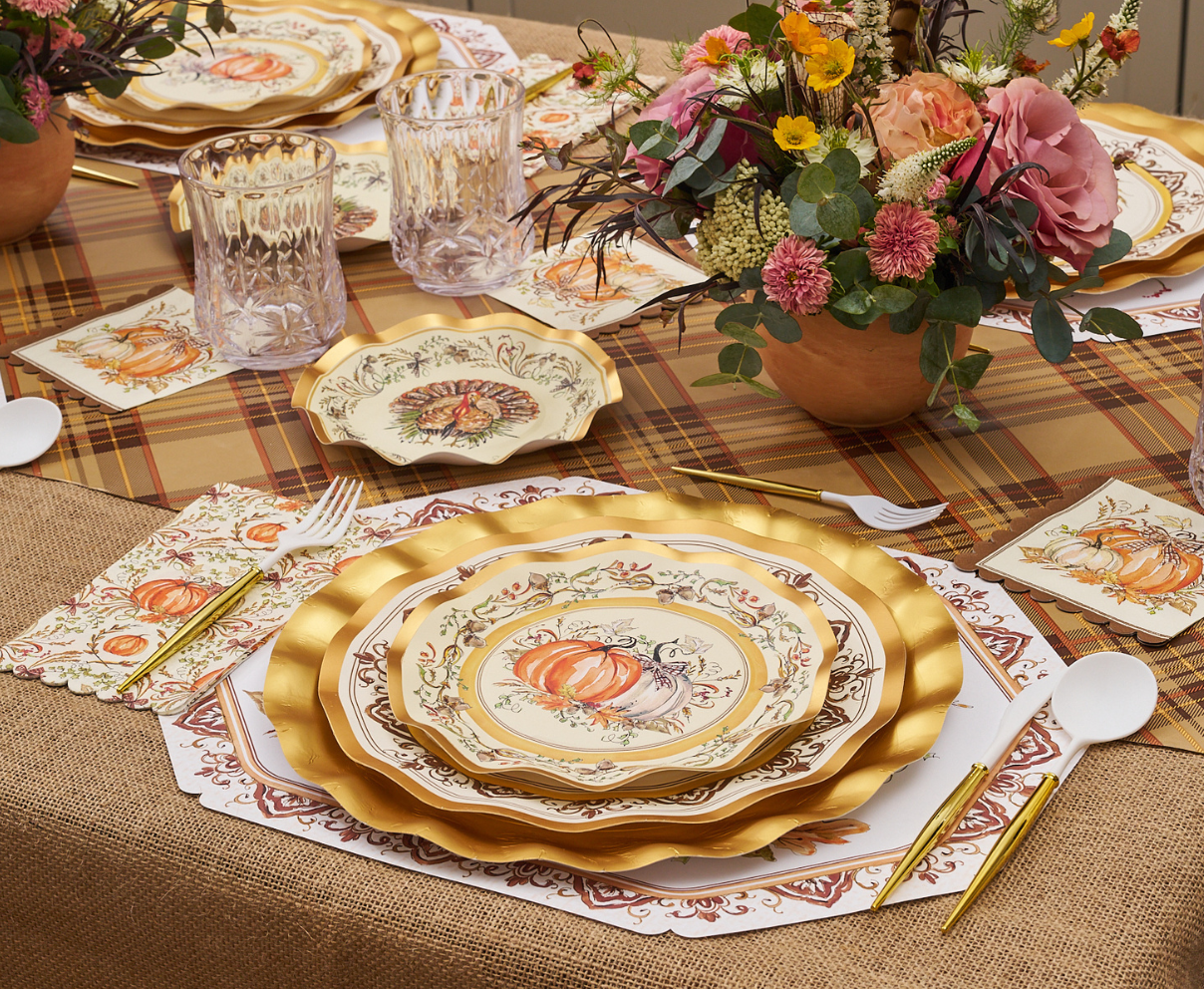 Turkey &amp; Gourds Salad Plates/8pk