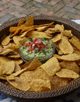 Round Rattan Chip and Dip with Glass Dish