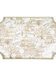 Garden Party Enameled Tray, White and Taupe