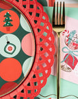 Red Basketweave Dinner Paper Plates
