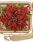 Poinsettia 3D Red And Gold Beaded Handbag