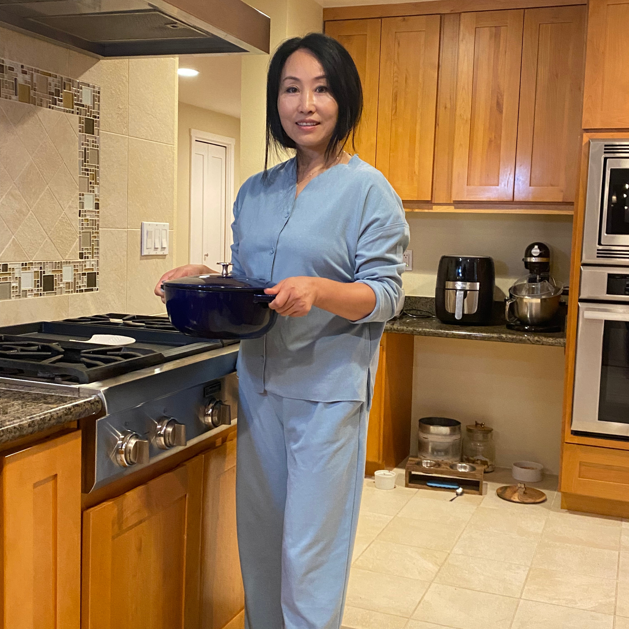 Women Modal Loungewear Set Women Comfy Pajamas Set 4 Sizes: Foggy Blue / L