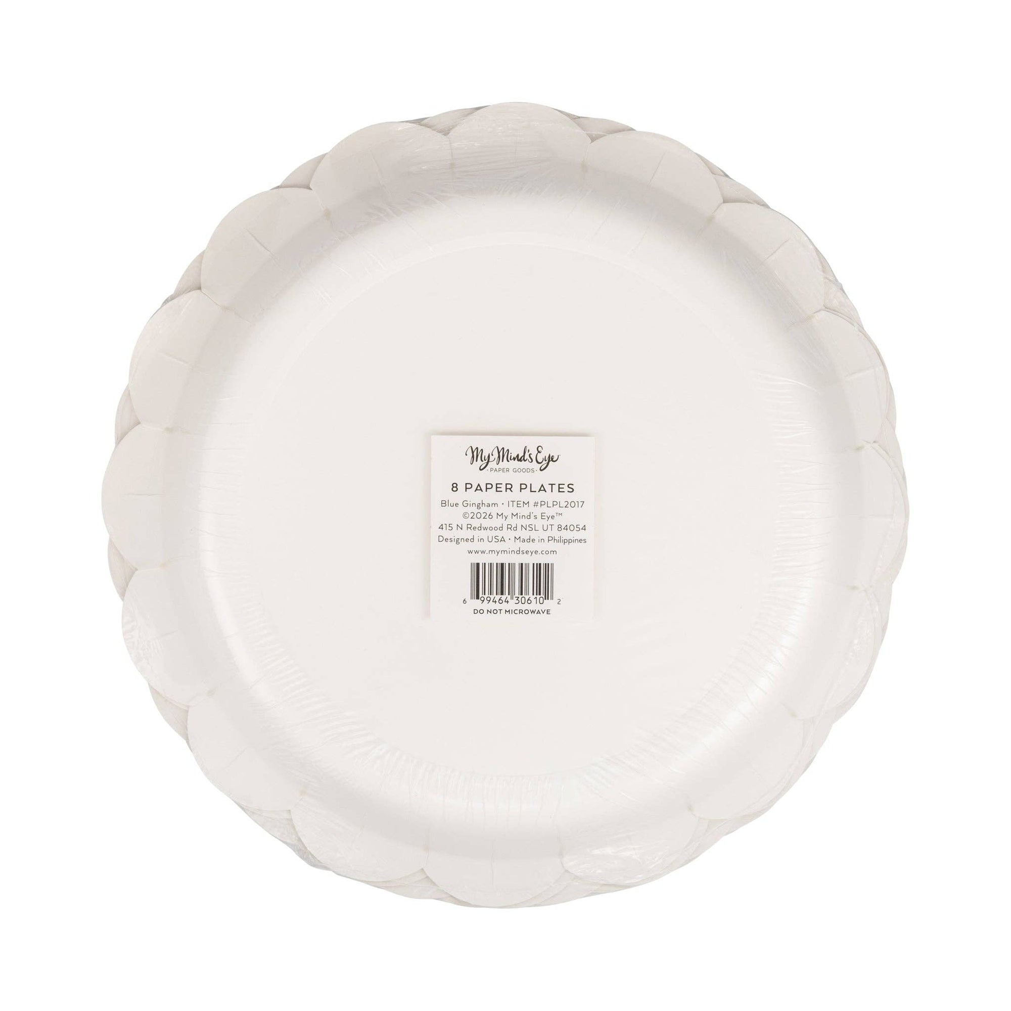 Blue Gingham Paper Plate