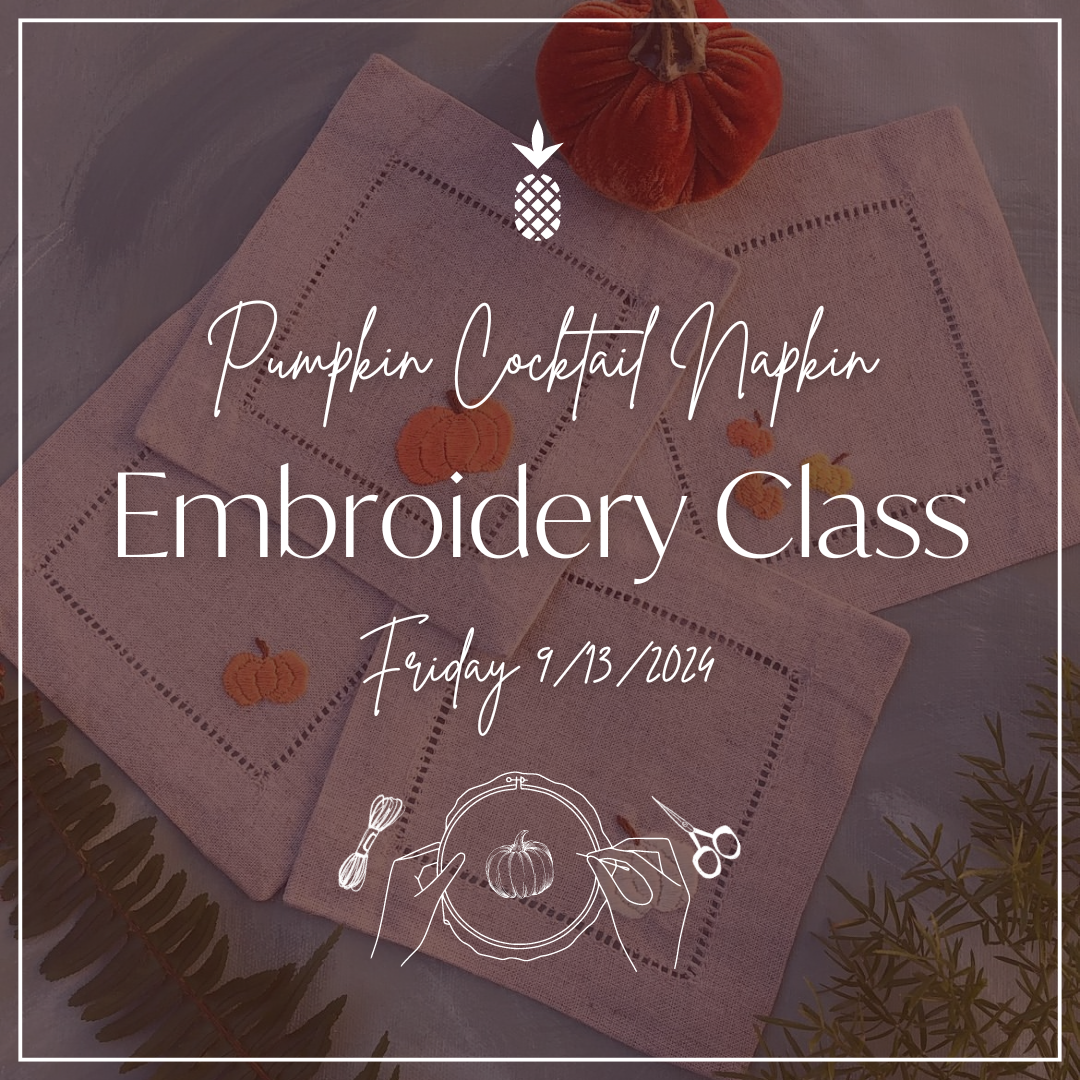 Pumpkin Cocktail Napkin Embroidery Class | September 13th