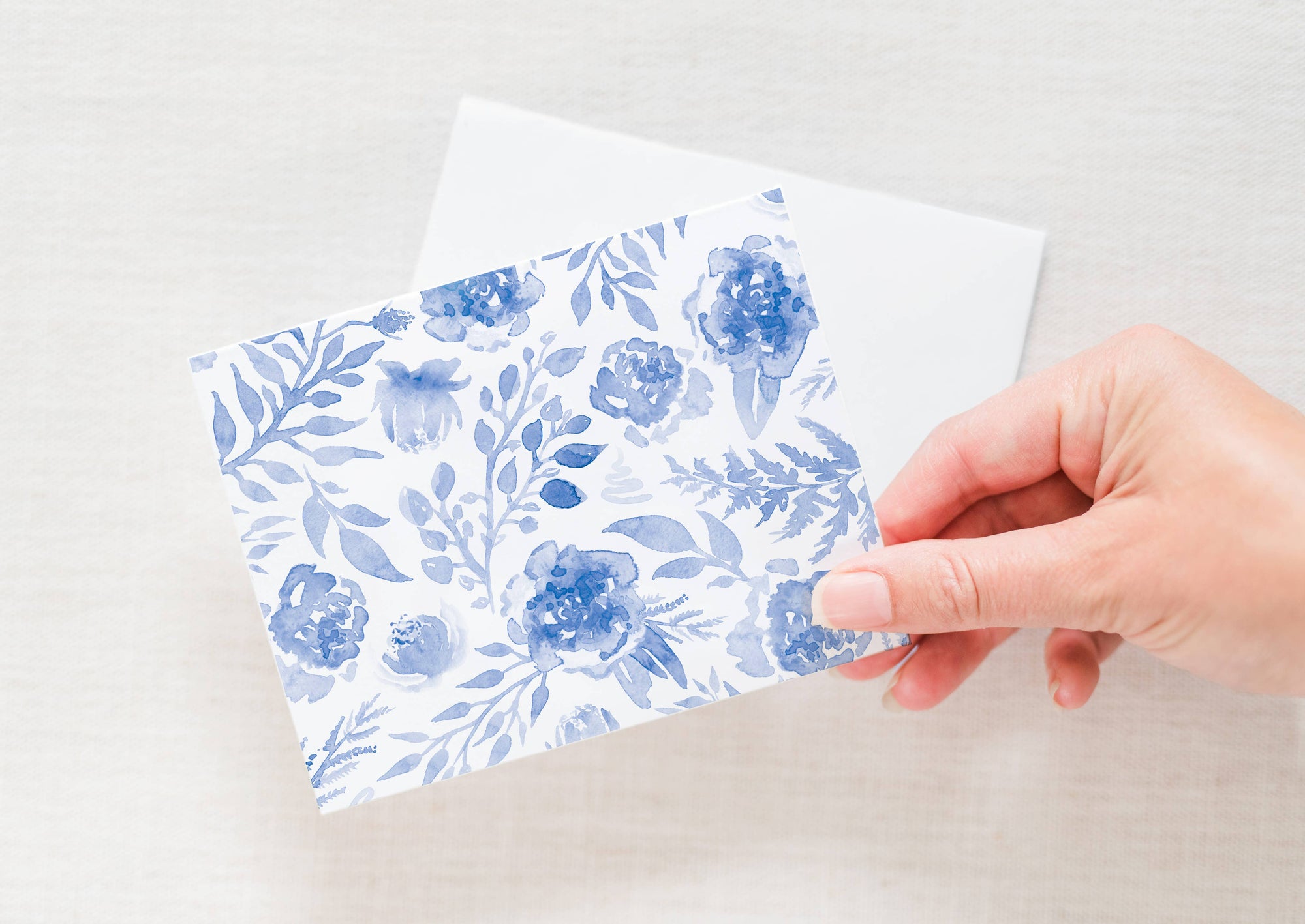 Blue Floral Watercolor Notecards