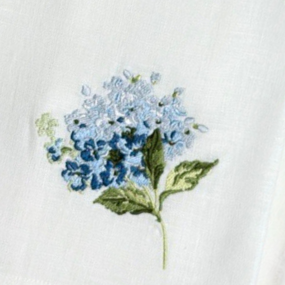 Hydrangea Towel - New: White (Blue)