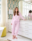 Scalloped Pajama Set Long - Light Pink Chintz