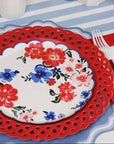 Red Basketweave Dinner Paper Plates
