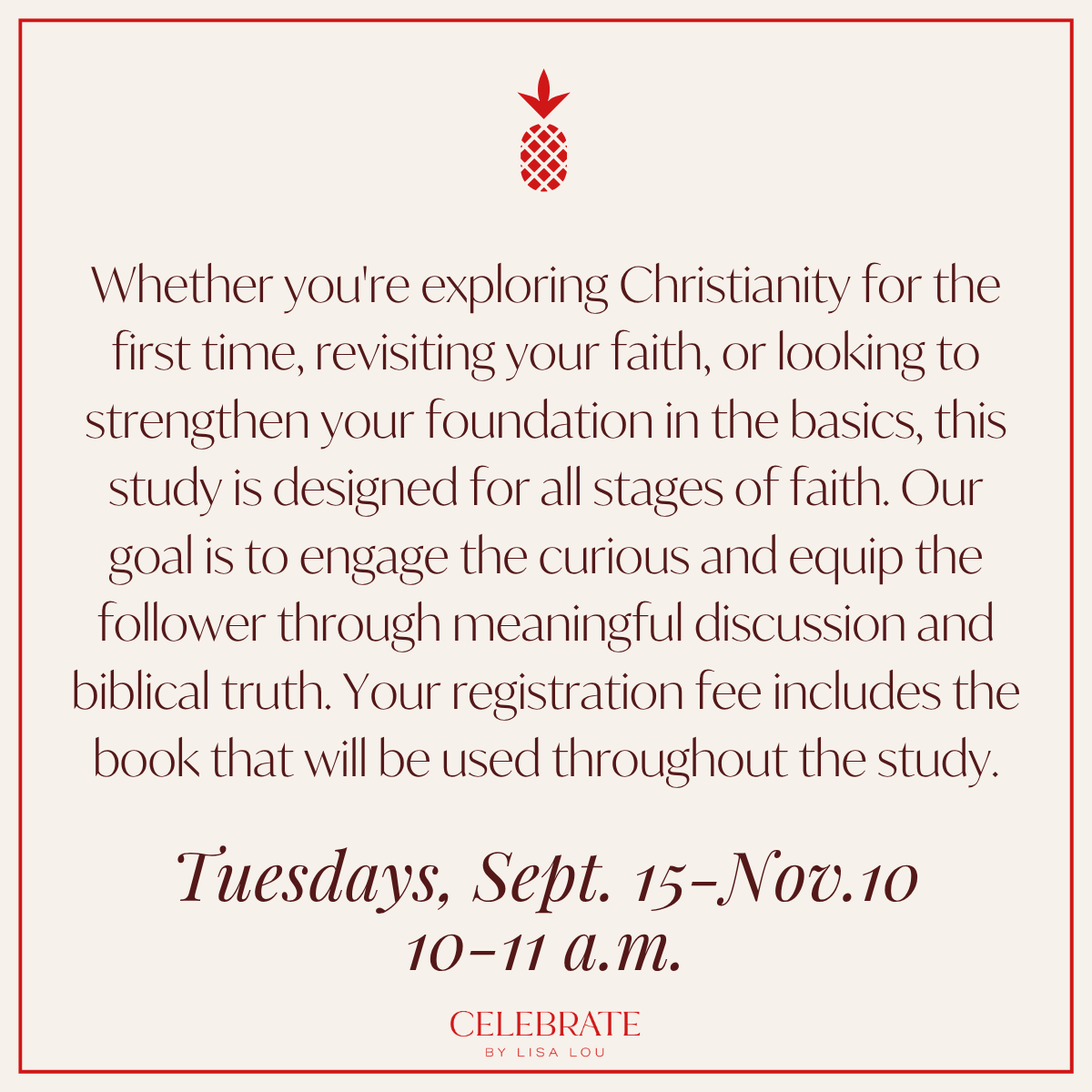 Bible Study | Sept. 15 - Nov. 10
