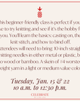 Beginner Knitting Class | January 15 and 22