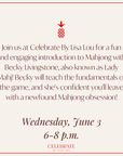 Evening Beginner Mahjong | June 3