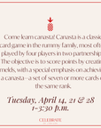Canasta Class | April 14, 21 and 28