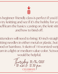 Beginner Knitting Class | October 16