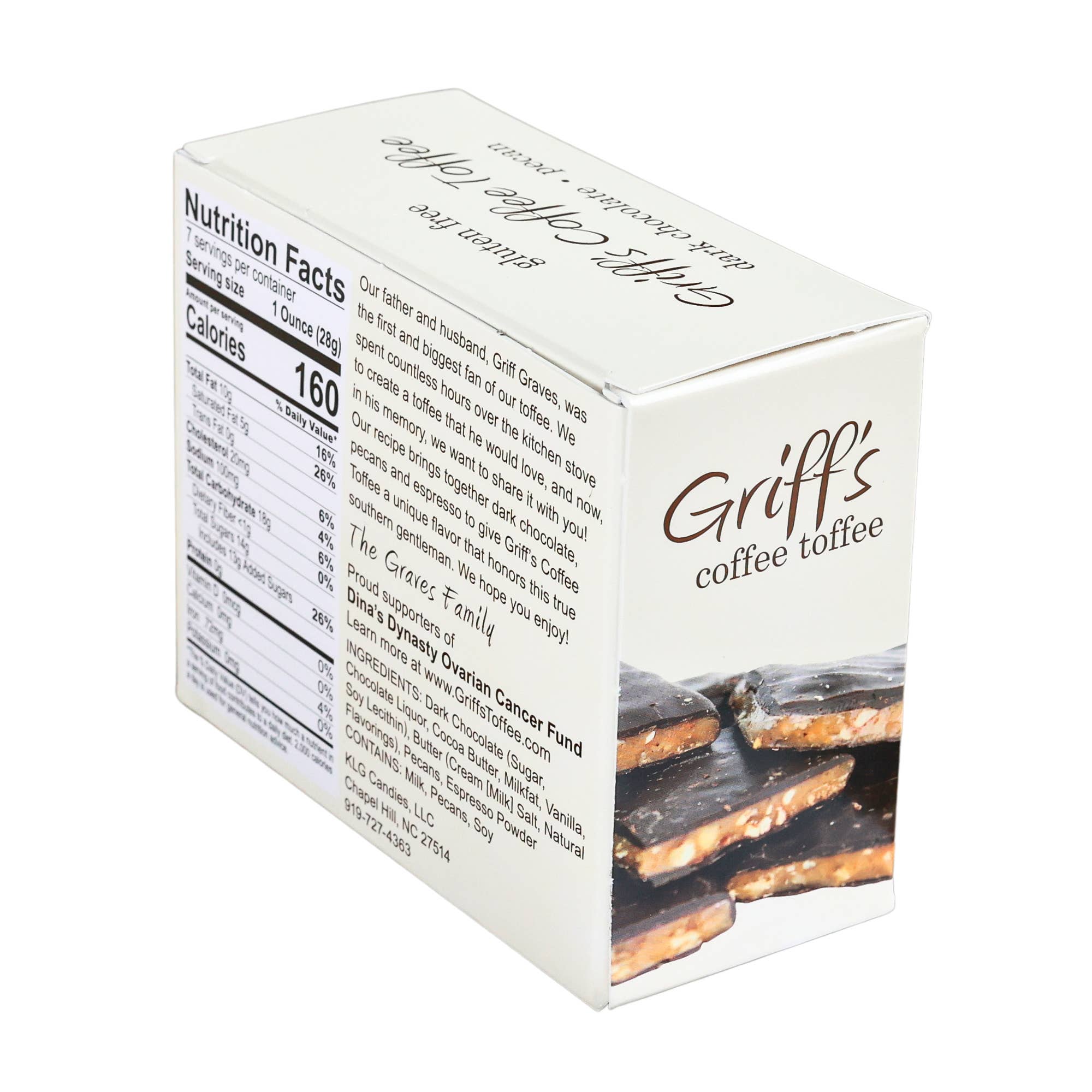 Griff&#39;s Coffee Toffee - 7oz Dark Chocolate Toffee
