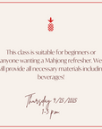 Afternoon Beginner Mahjong | September 25