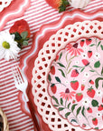 Pink Basketweave Dinner Paper Plates