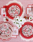 Red Basketweave Dinner Paper Plates