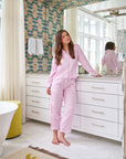 Scalloped Pajama Set Long - Light Pink Chintz