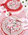 Pink Basketweave Dinner Paper Plates