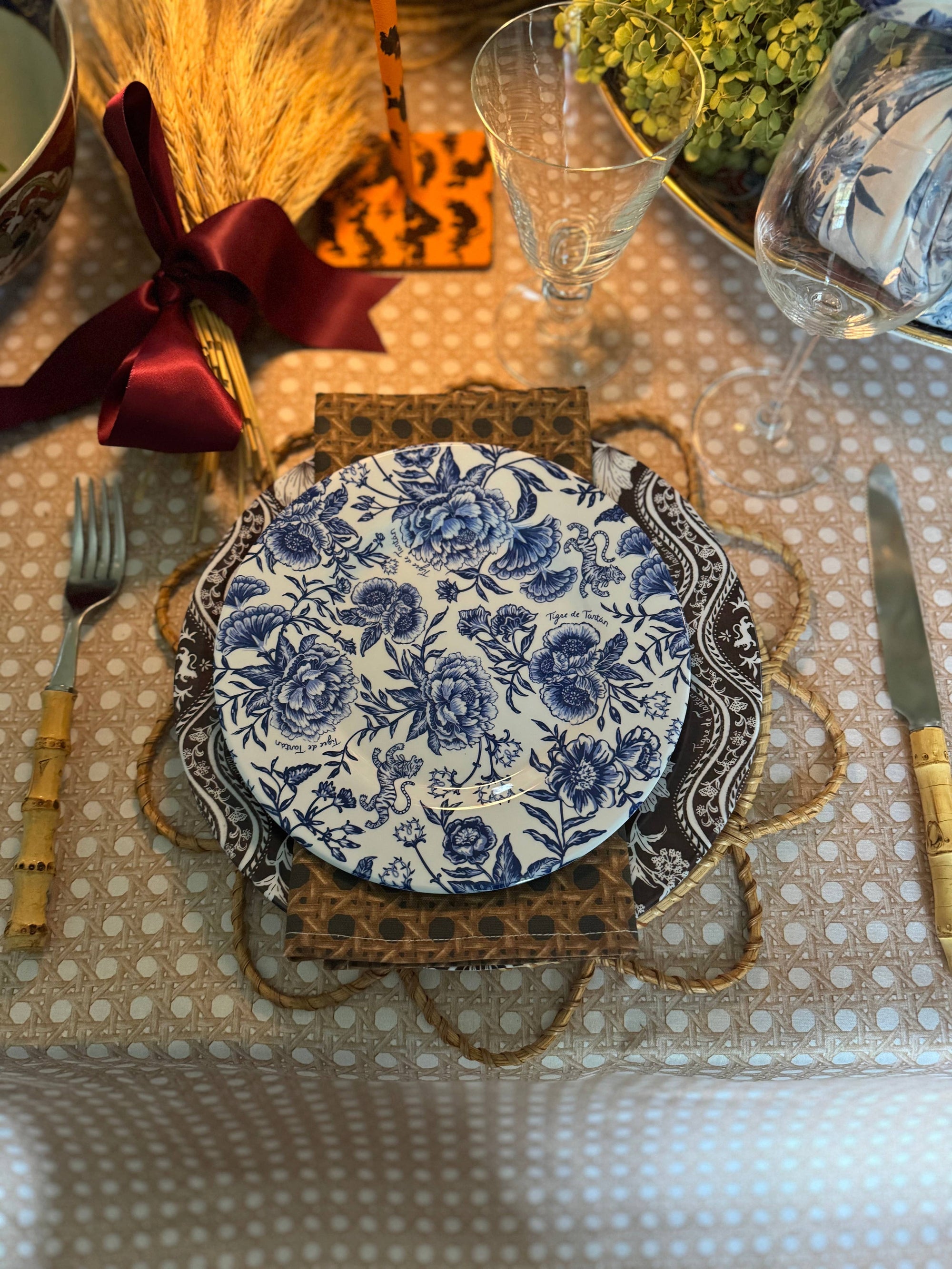Melamine Chinoiserie Garden Bleu Dinner Plate 10&quot;, Set of 4
