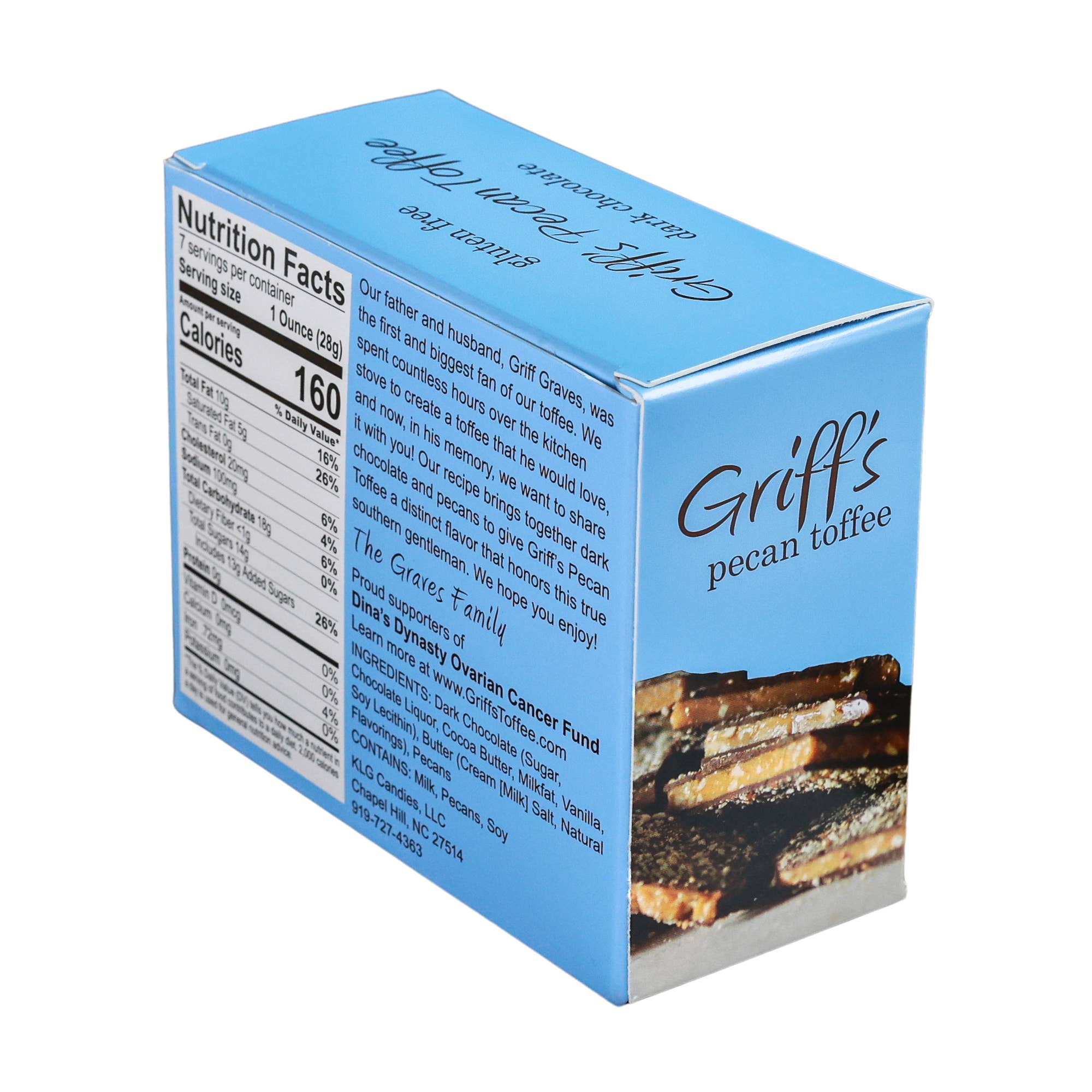 Griff&#39;s Pecan Toffee - 7oz Dark Chocolate Toffee