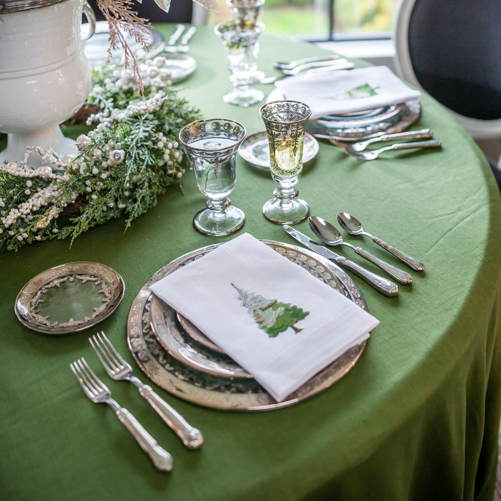 Round Linen Tablecloth: Cream