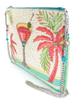 Palm Paradise Beaded Cocktail Crossbody Handbag