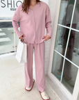 Women Modal Loungewear Set Women Comfy Pajamas Set 4 Sizes: Foggy Blue / L