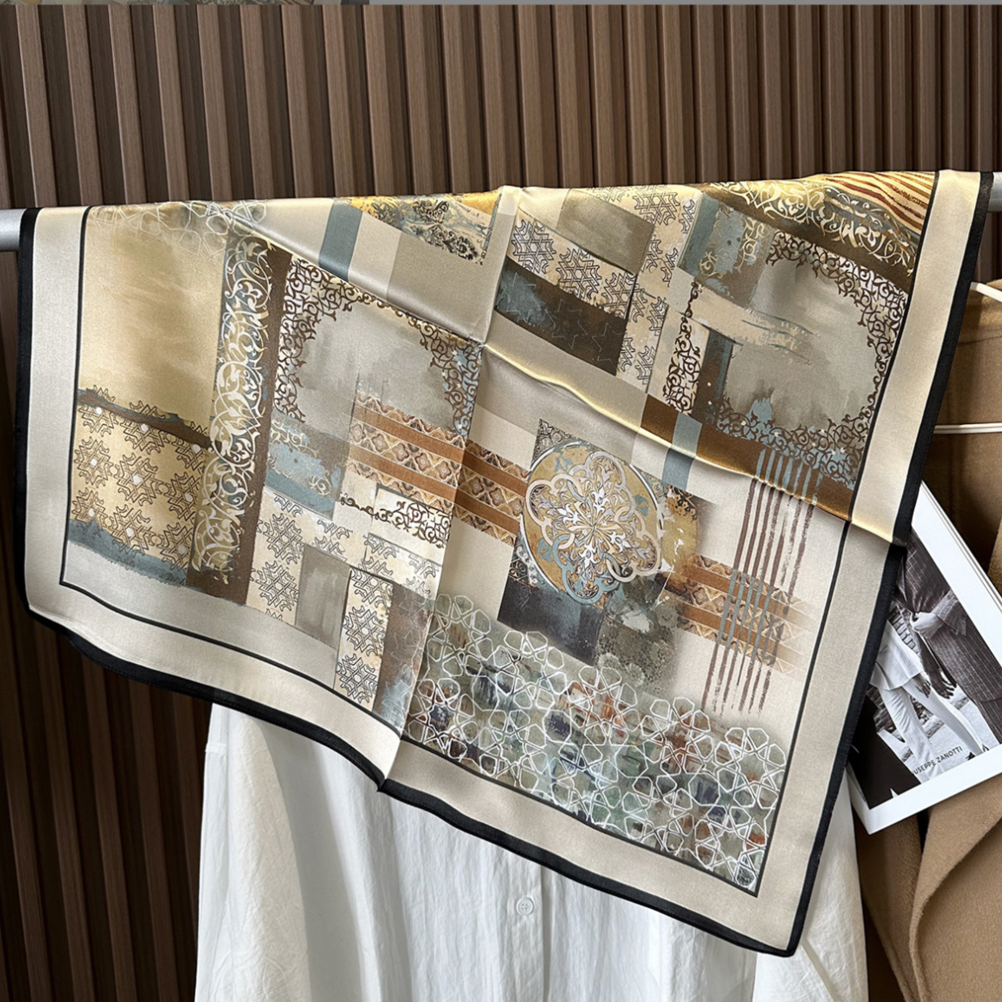 100%  Premier Silk Square Scarf – Elegant Fashion Accessory
: Harvest Garden