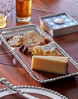 Pearled Cheese and Cracker Server with Dark Wood Insert