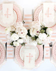 Pink Basketweave Dinner Paper Plates