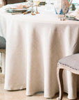 120" Round Linen Tablecloth: Cream