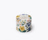 Small cylindrical container with floral design on a white background