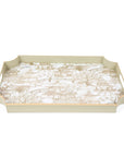 Garden Party Enameled Tray, White and Taupe