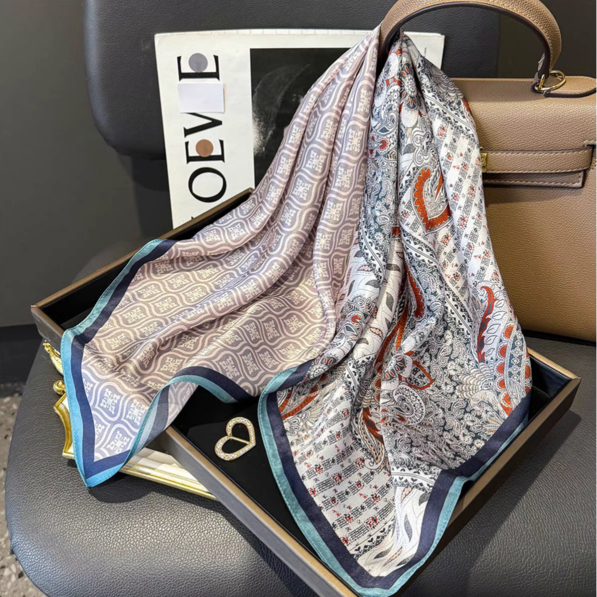 100%  Premier Silk Square Scarf – Elegant Fashion Accessory
: Harvest Garden