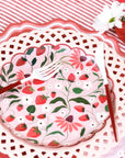 Pink Basketweave Dinner Paper Plates
