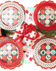 Red Basketweave Dinner Paper Plates