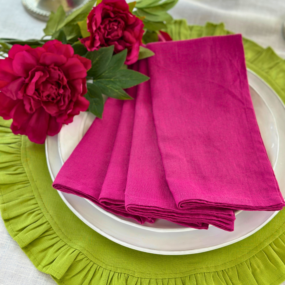 Washed Linen Napkin Set - New Color: Red