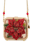 Poinsettia 3D Red And Gold Beaded Handbag